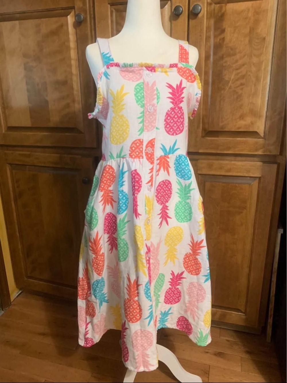 Wonder Nation Girls Plus Dress 14/16 Colorful Tropical Pineapple Dress Cotton.l